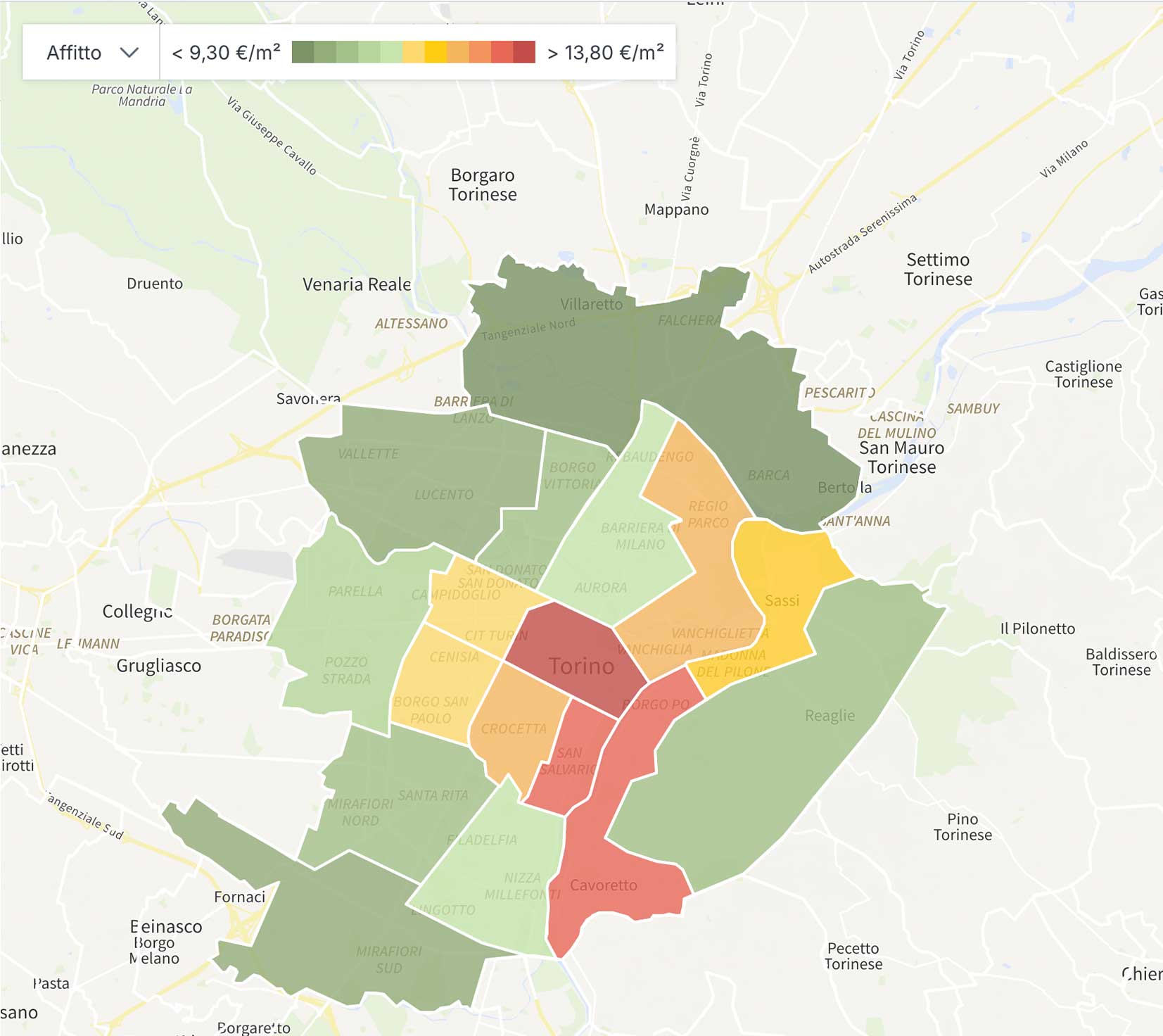 Цены аренда Турин. Районы Турина для покупки жилья